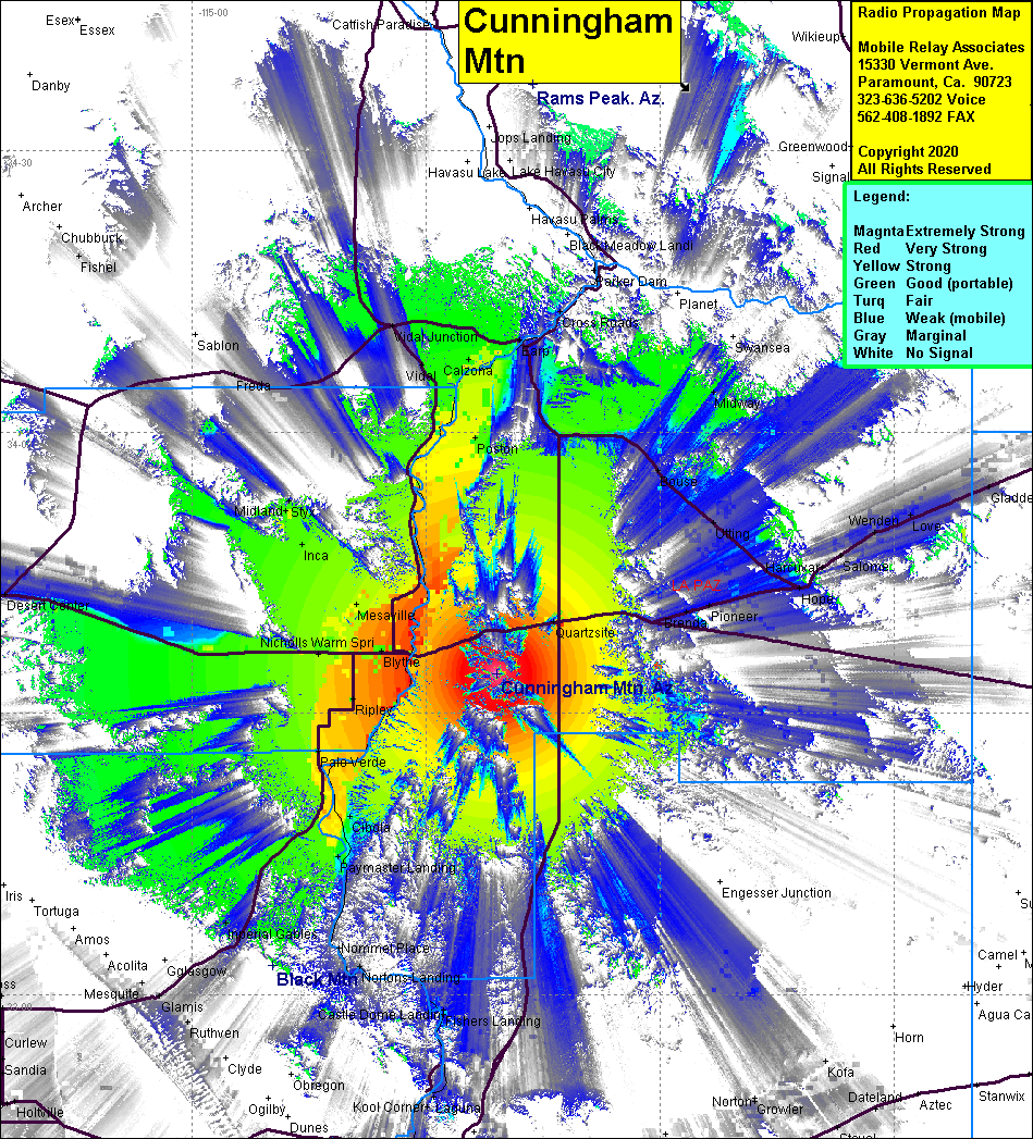 heat map radio coverage Cunningham Mtn
